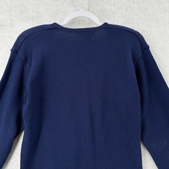 Vintage Counterparts Cardigan Sweater Womens SMALL Navy Blue Crested Logo Wool - Picture 9 of 14